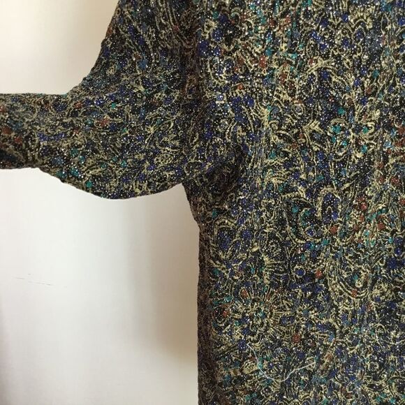 Alex evenings metallic glitter jacket, blue tone one piece petite - Picture 5 of 8